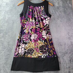XOXO Juniors Womens Sleeveless Floral Dress S Black Purple Made in USA Retro